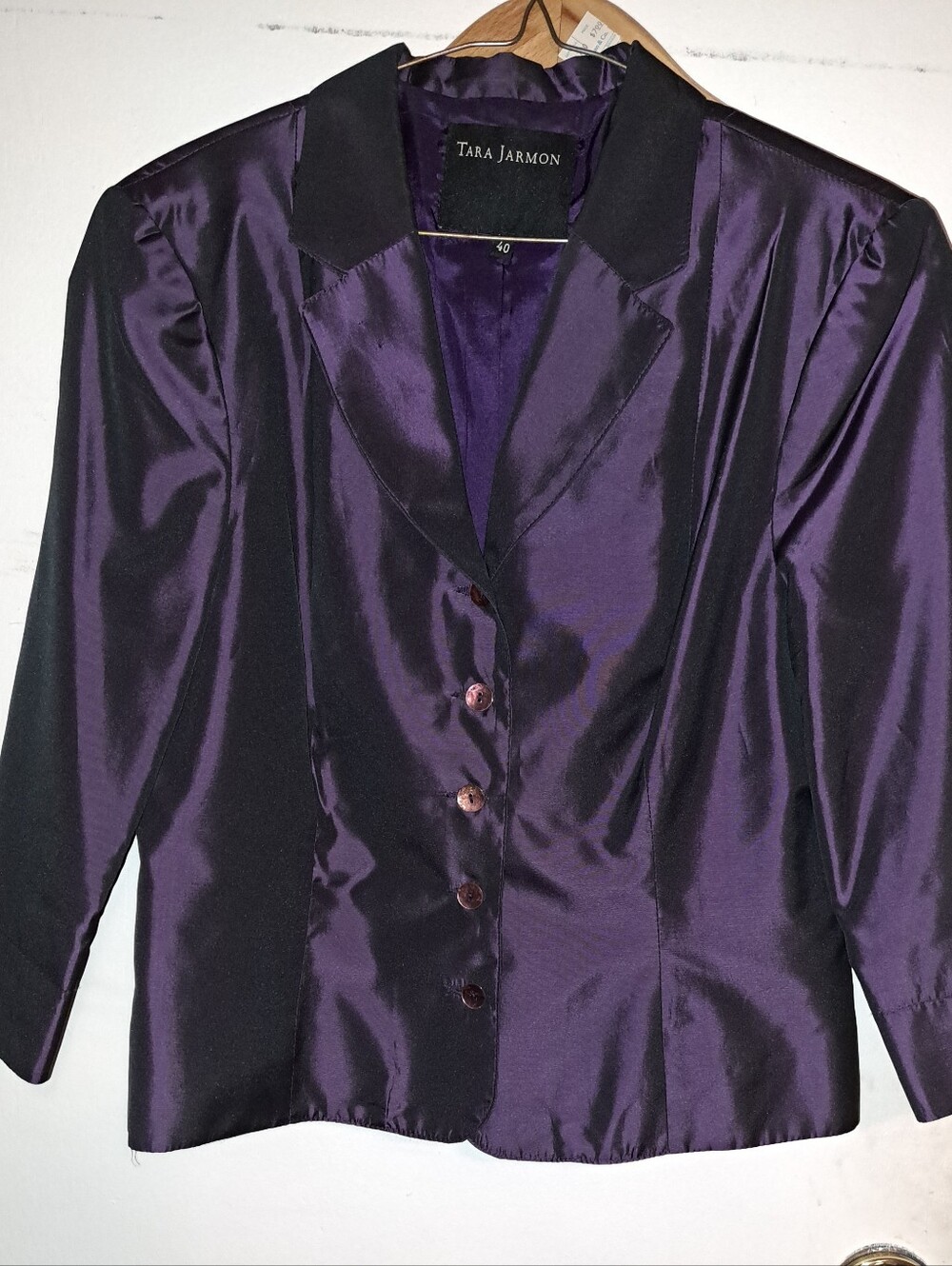 Tara Jarmon Deep Purple Satin Tailored Blazer